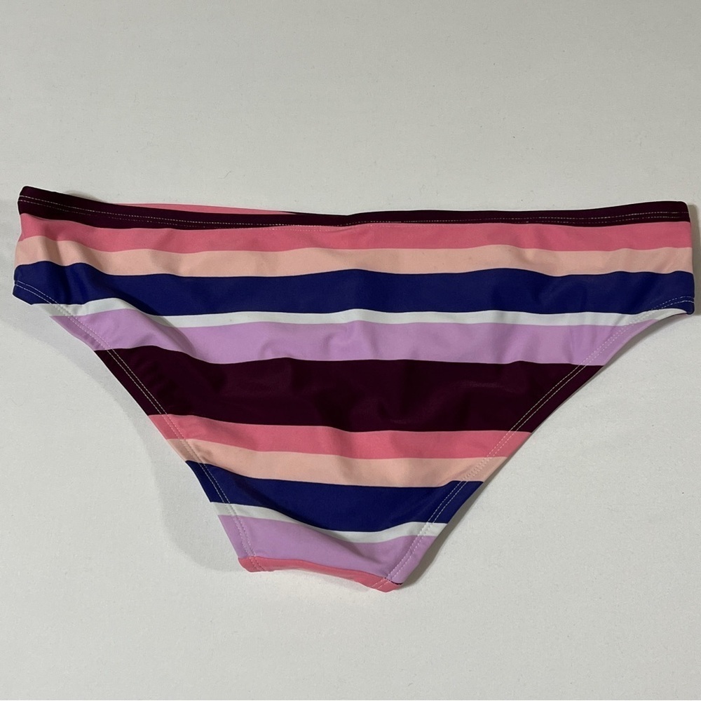 Kona Sol Striped Bikini Bottom NWT Size L 12/14 Medium Coverage Hipster - Picture 2 of 9